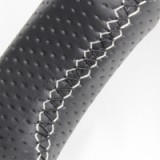 Real Steering Wheel Black Carbon & White Leather/ Center Mark (White x Black Euro Stitch)